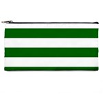 Horizontal Stripes - White and Dark Green Pencil Case