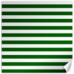 Horizontal Stripes - White and Dark Green Canvas 16  x 16 