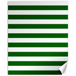 Horizontal Stripes - White and Dark Green Canvas 16  x 20 
