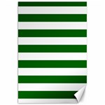 Horizontal Stripes - White and Dark Green Canvas 20  x 30 