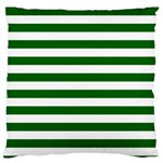 Horizontal Stripes - White and Dark Green Large Cushion Case (One Side)