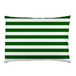 Horizontal Stripes - White and Dark Green Pillow Case (One Side)