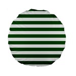 Horizontal Stripes - White and Dark Green Standard 15  Premium Round Cushion