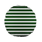 Horizontal Stripes - White and Dark Green Standard 15  Premium Flano Round Cushion