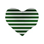 Horizontal Stripes - White and Dark Green Standard 16  Premium Heart Shape Cushion