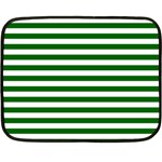 Horizontal Stripes - White and Dark Green Fleece Blanket (Mini)