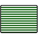 Horizontal Stripes - White and Dark Green Fleece Blanket (Large) (One Side)