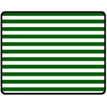 Horizontal Stripes - White and Dark Green Fleece Blanket (Medium) (One Side)