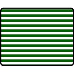Horizontal Stripes - White and Dark Green Double Sided Fleece Blanket (Medium) (Two Sides)