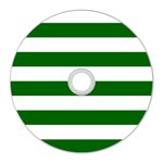Horizontal Stripes - White and Dark Green CD Wall Clock