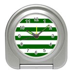 Horizontal Stripes - White and Dark Green Desk Alarm Clock