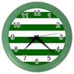 Horizontal Stripes - White and Dark Green Color Wall Clock
