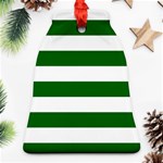Horizontal Stripes - White and Dark Green Bell Ornament (Two Sides)