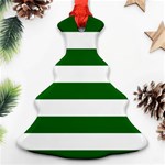 Horizontal Stripes - White and Dark Green Christmas Tree Ornament (Two Sides)