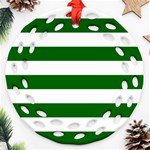 Horizontal Stripes - White and Dark Green Ornament (Round Filigree)