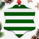 Horizontal Stripes - White and Dark Green Ornament (Snowflake)