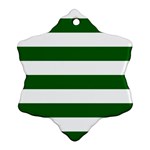 Horizontal Stripes - White and Dark Green Snowflake Ornament (Two Sides)
