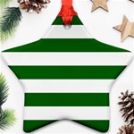Horizontal Stripes - White and Dark Green Ornament (Star)