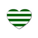 Horizontal Stripes - White and Dark Green Heart Coaster (4 pack)