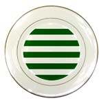 Horizontal Stripes - White and Dark Green Porcelain Plate
