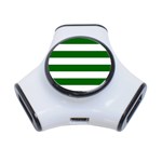 Horizontal Stripes - White and Dark Green Portable USB Hub (One Side)