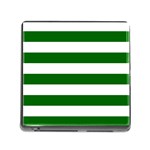 Horizontal Stripes - White and Dark Green Memory Card Reader (Square)
