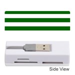 Horizontal Stripes - White and Dark Green Memory Card Reader (Stick)