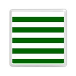 Horizontal Stripes - White and Dark Green Memory Card Reader with Storage (Square)