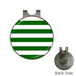 Horizontal Stripes - White and Dark Green Golf Ball Marker Hat Clip