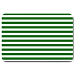 Horizontal Stripes - White and Dark Green Large Doormat