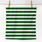 Horizontal Stripes - White and Dark Green Face Towel