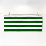 Horizontal Stripes - White and Dark Green Hand Towel