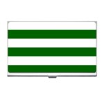 Horizontal Stripes - White and Dark Green Business Card Holder