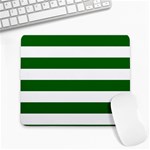 Horizontal Stripes - White and Dark Green Large Mousepad