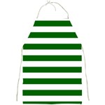Horizontal Stripes - White and Dark Green Full Print Apron