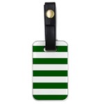 Horizontal Stripes - White and Dark Green Luggage Tag (One Side)