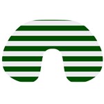 Horizontal Stripes - White and Dark Green Travel Neck Pillow