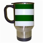 Horizontal Stripes - White and Dark Green Travel Mug (White)