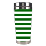 Horizontal Stripes - White and Dark Green Stainless Steel Travel Tumbler