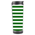 Horizontal Stripes - White and Dark Green Travel Tumbler