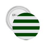 Horizontal Stripes - White and Dark Green 2.25  Button