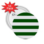 Horizontal Stripes - White and Dark Green 2.25  Button (10 pack)
