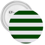 Horizontal Stripes - White and Dark Green 3  Button