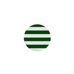 Horizontal Stripes - White and Dark Green 1  Mini Magnet