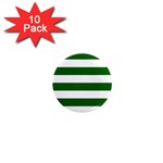 Horizontal Stripes - White and Dark Green 1  Mini Magnet (10 pack)