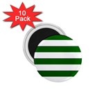 Horizontal Stripes - White and Dark Green 1.75  Magnet (10 pack)