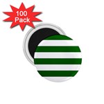 Horizontal Stripes - White and Dark Green 1.75  Magnet (100 pack)