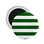 Horizontal Stripes - White and Dark Green 2.25  Magnet