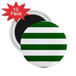 Horizontal Stripes - White and Dark Green 2.25  Magnet (10 pack)