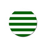 Horizontal Stripes - White and Dark Green Magnet 3  (Round)